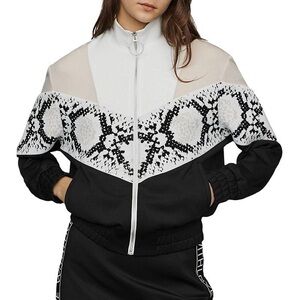 Maje Thelo color-blocked Neoprene Zip Track Jacket